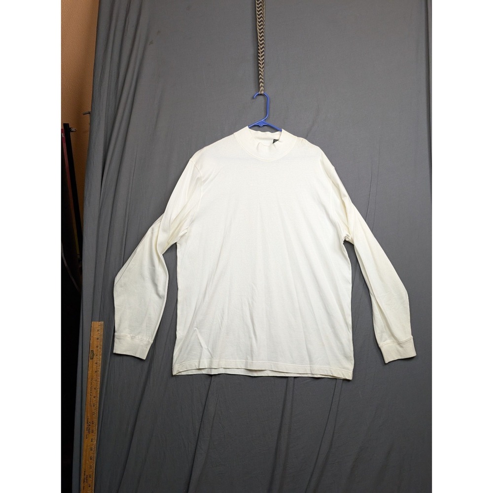 Eddie Bauer Shirt Mens XL White Mock Neck  Long Sleeve